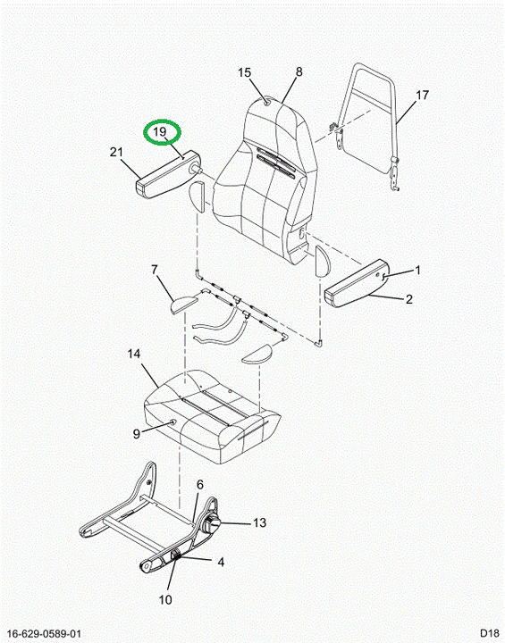 2516550C91 REST,UPHOLSTERED ARM REST RH
