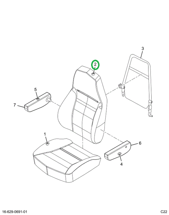 2516572C1 COVER, SEAT BACK