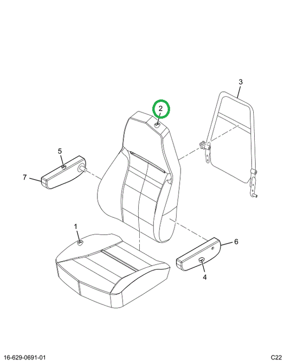 2516573C1 COVER, SEAT BACK