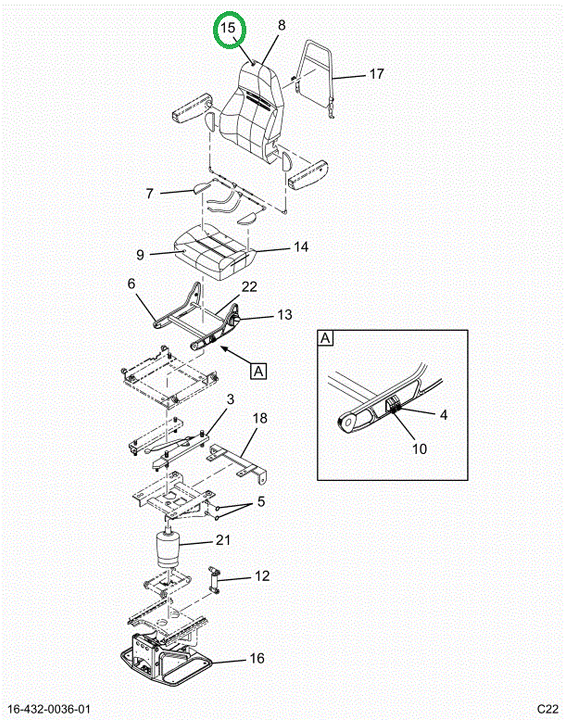 2519149C91 CUSHION,UPH BACK CHAR VNYL