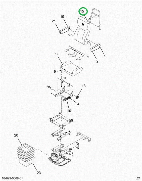 2519150C91 CUSHION,UPH BACK CHAR CLOTH