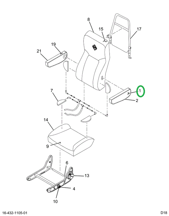 2519163C91 Upholstered Armrest Left Hand