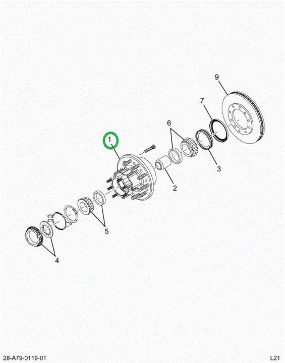 2520670C91 Hub, Wheel, Rear, Pre-set Assy