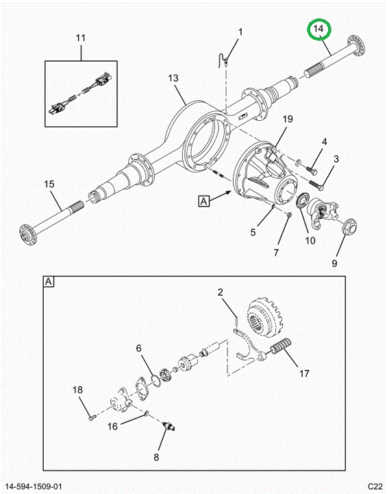 2520939C91 Axle Shaft Lt
