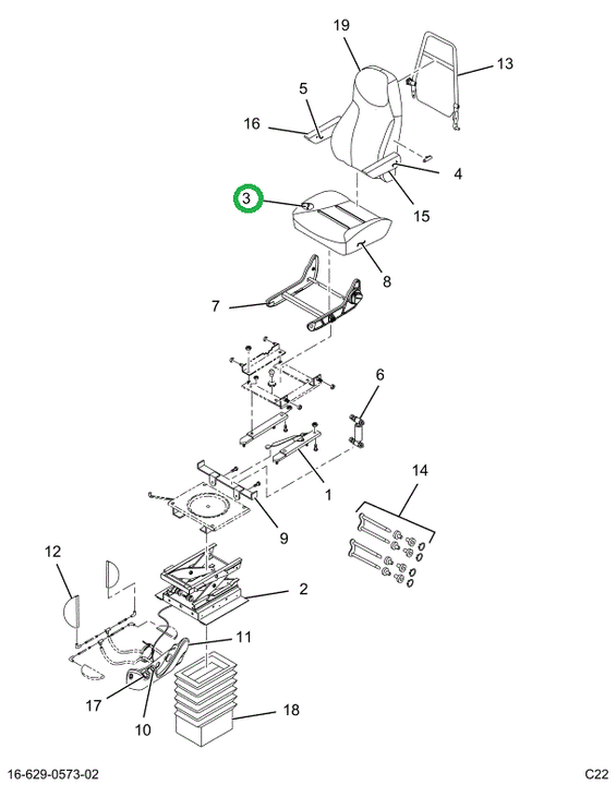 2521988C1 UPHOLSTERY, SEAT BOTTOM, BROWN