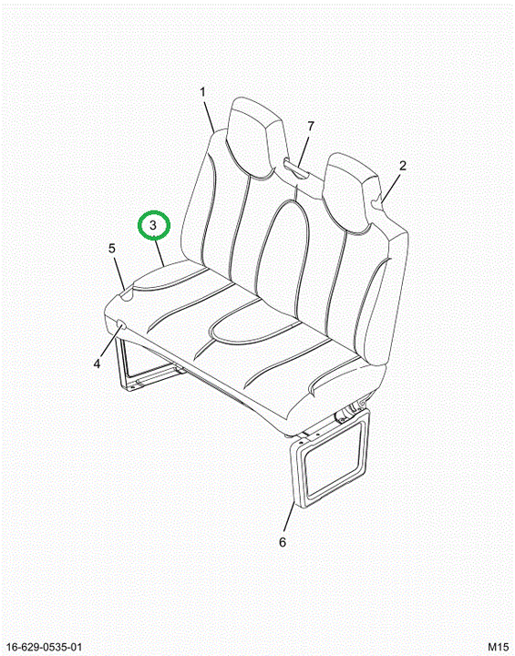 2522030C1 Upholstery, Seat Bottom, Charc