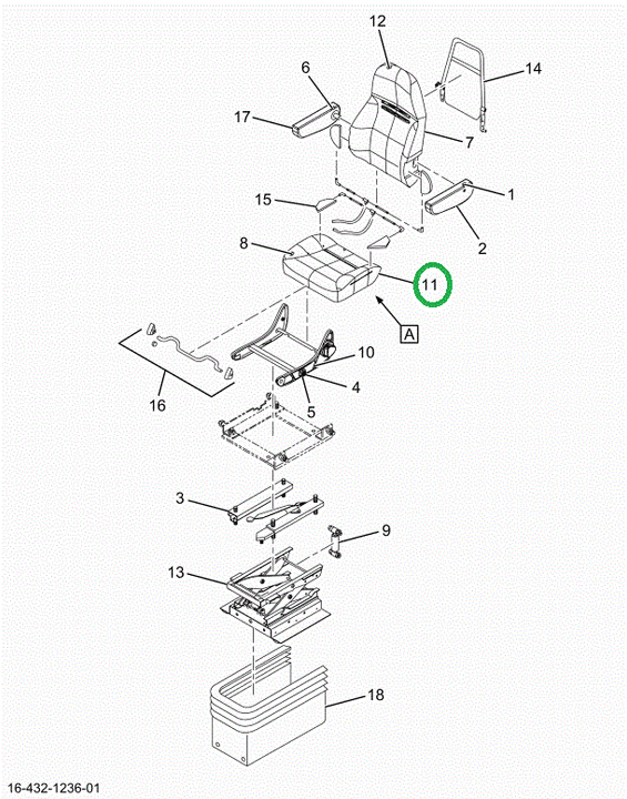 2522093C1 Upholstery, Seat Bottom, Dark