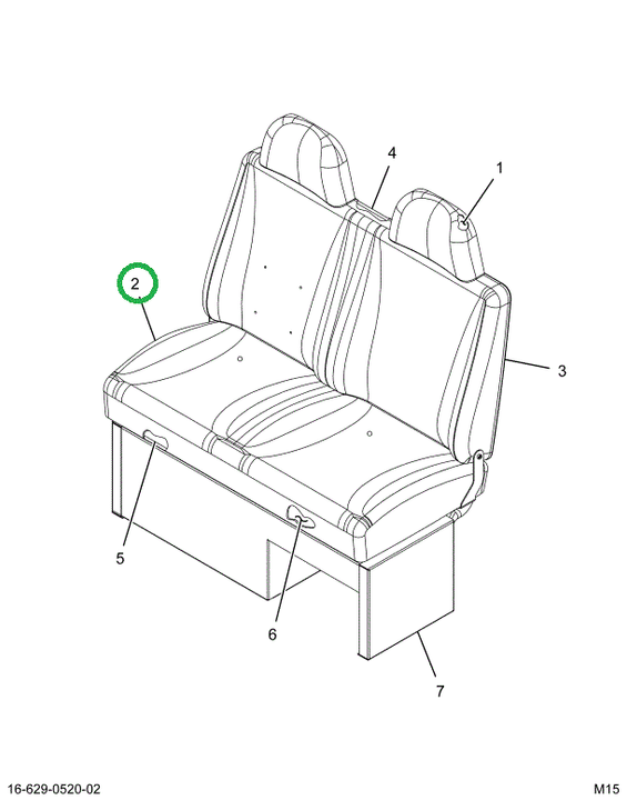 2522105C1 Upholstery, Seat Bottom, Charc