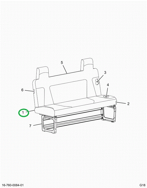 2522913C91 Upholstery, Seat Bottom, Charc