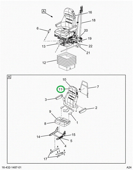 2523293C1 Cushion, Seat Back, Upholstere