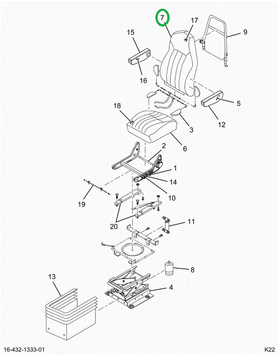 2523430C1 Upholstery, Seat Back, Black M