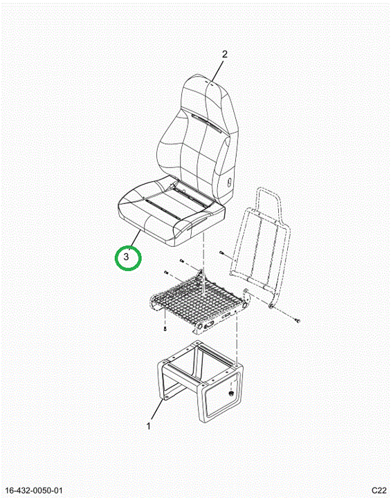 2523459C1 Upholstery, Seat Bottom, Dark