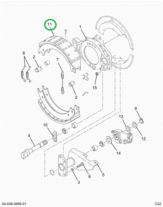 2523801C91 Shoe, Brake With Lining
