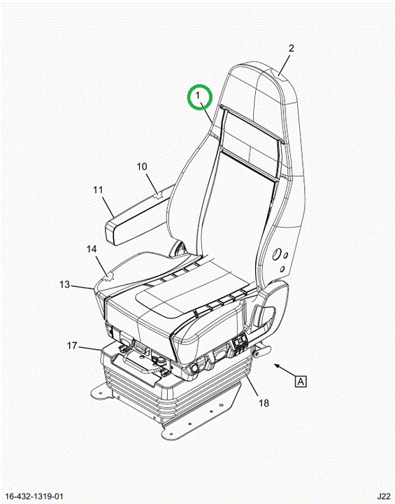 2523840C1 Cover, Backrest, Mordura