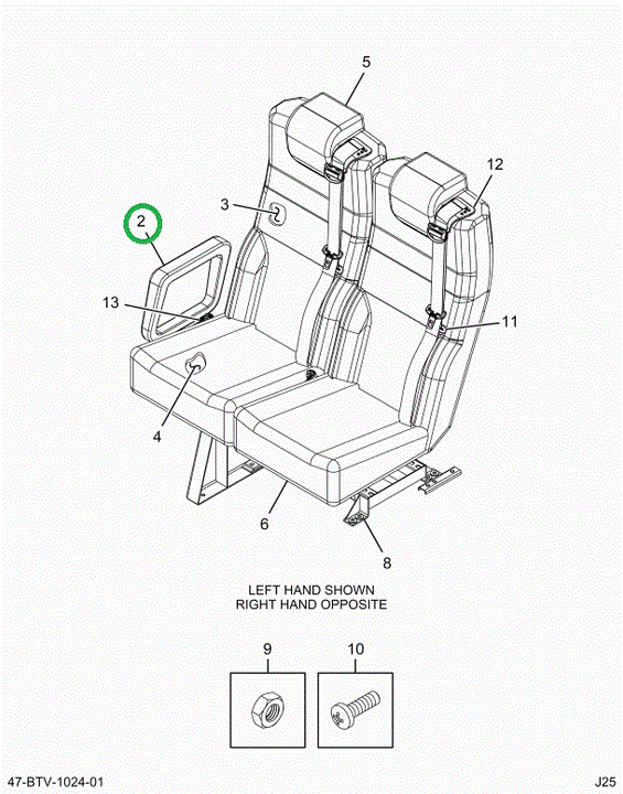 2523869C1 SEAT RIGHT HAND KIT 3 PTA FREE