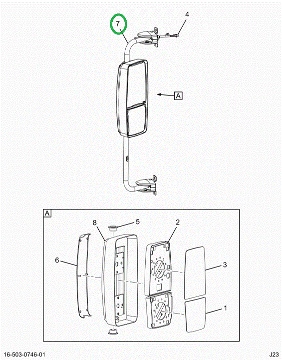 2525843C1 Arm, Rear View Mirror, Left Ha
