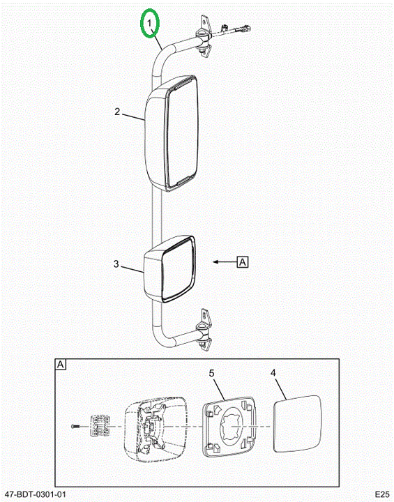 2525872C1 Arm, Rear View Mirror, Left Ha