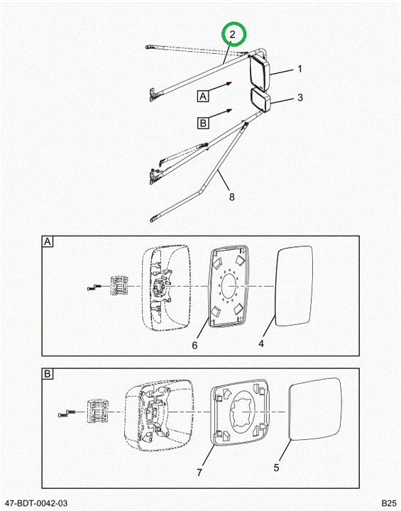 2526865C1 MIRROR ARM, RIGHT HAND, OPEN V