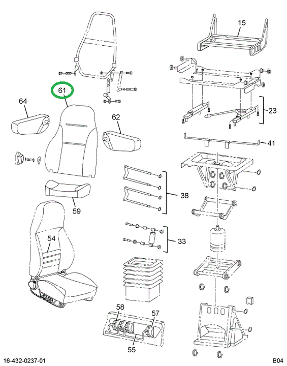 2587102C91 Cushion, Seat Back W/upholster