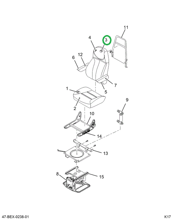 2587660C91 Cushion, Seat Back W/upholster