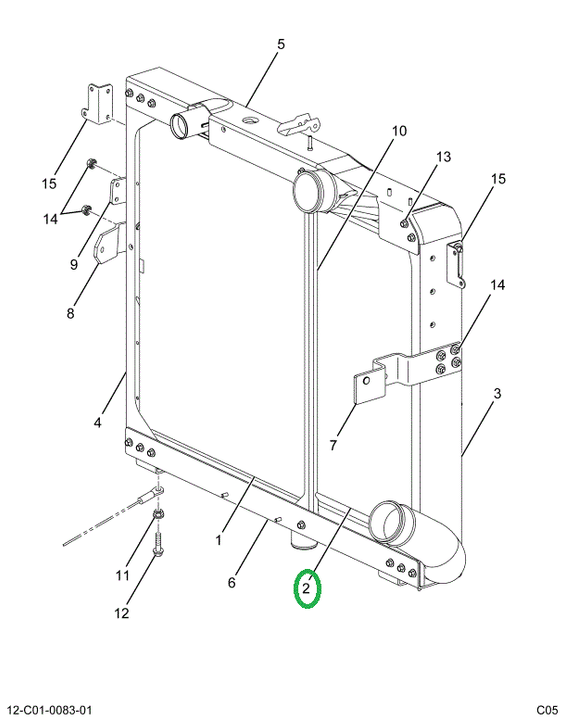 2588400C91 COOLER CHARGE AIR 3.54 W/POSTS