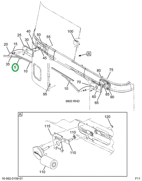 3527215C1 ARM W/S WIPER RH FOR 9800 RHD