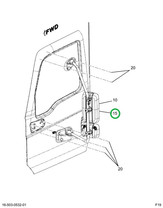 3766402C92 MIRROR,REAR VIEW, CL RH BLACK