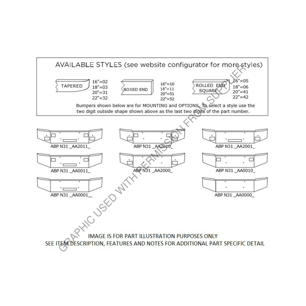 ABP N31 7AA001102 BUMPER AUTOCAR 4 OFFSET HOLES 2IN BRK BK