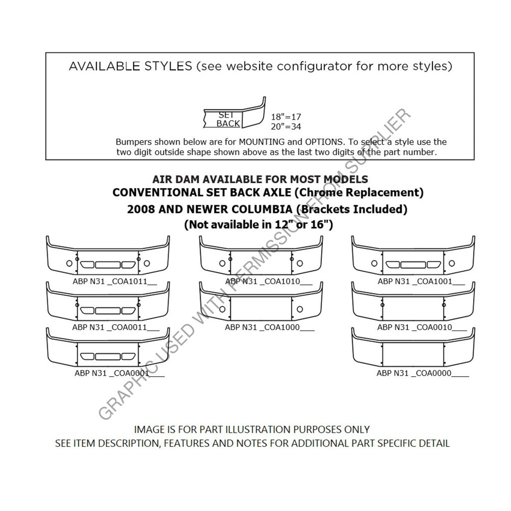 ABP N31 PCOA101117 BUMPER FREIGHTLINER COLUMBIA 2008-NEWER