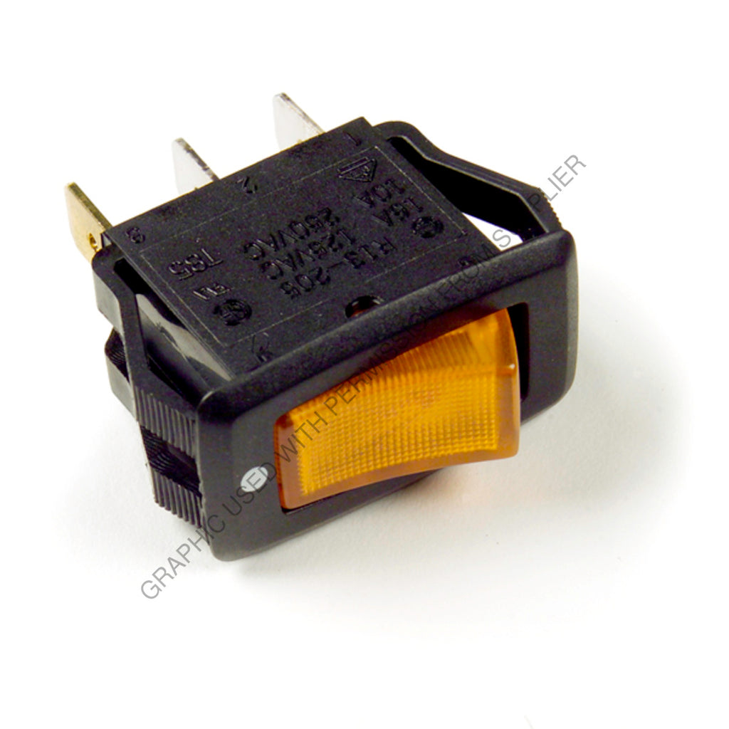 GRO 82 1902 ROCKER SWITCH, I/O GLOW, 20 AMP, AMBER