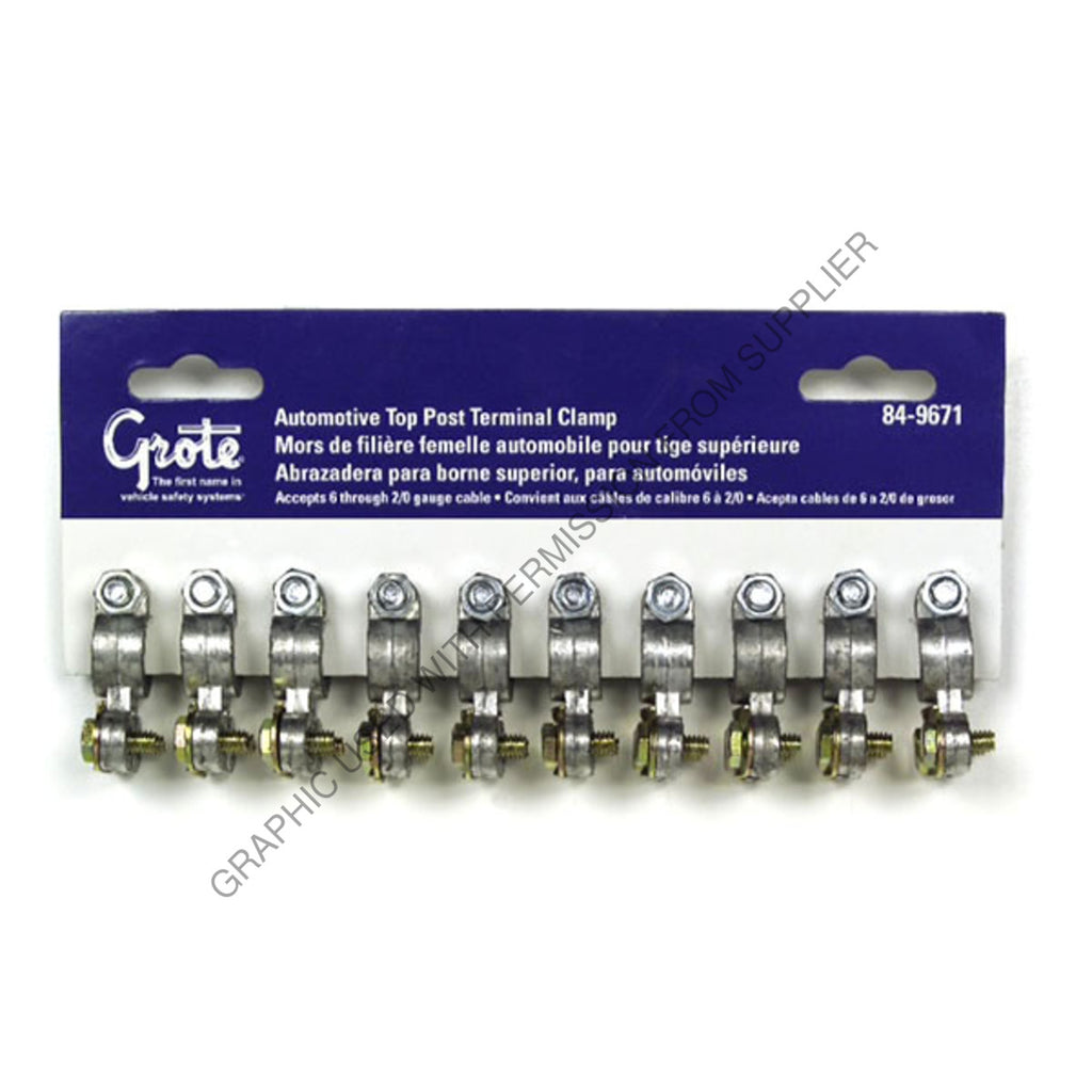 GRO 84 9671 CLAMP, POST TERMINAL, AUTO, 6-2/0GA 10PK