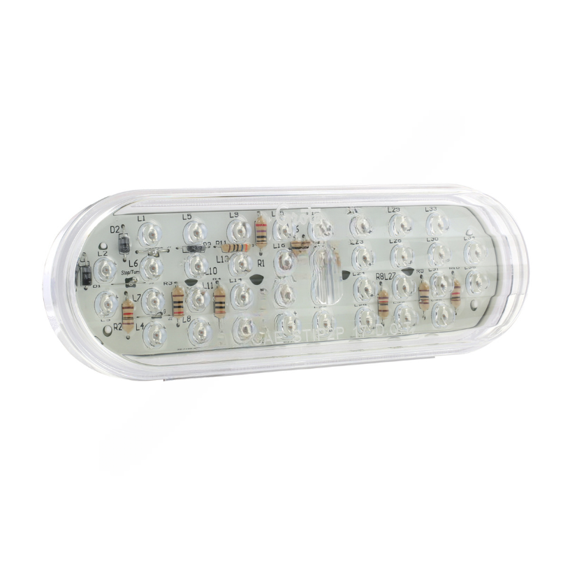 GRO G6012 S/T/T, RED, HI CNT LED, OVAL, W/CLR LENS