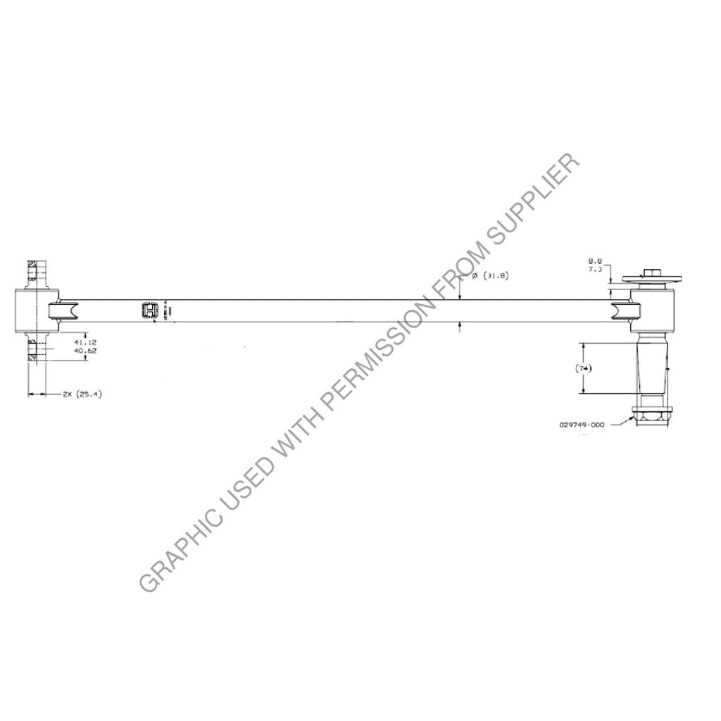 HDR 62350 625 CTRL ROD-TRNSV,625MM,TAPER PIN