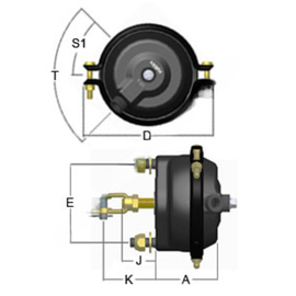 HDX S127200215 BRAKE CHAMBER-SC 20L,WELDED CLEVIS
