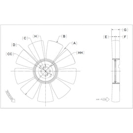KYS 4735 43368 04 FAN 26X9, 352PW, 100