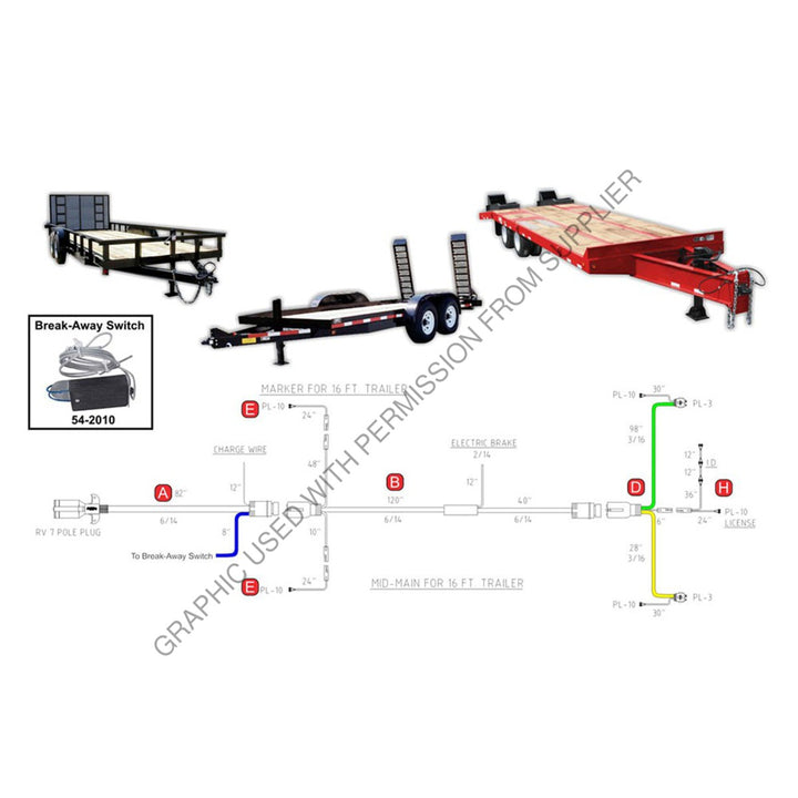 PHM 34 4010 TRAILER HARNESS - REAR SILL 6 COND 14GA