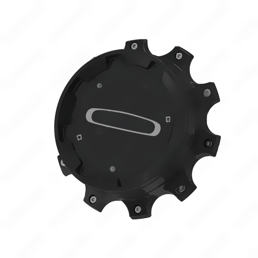RAW 1900471BFCCC COVER-HUB,FRT,SBLK,F/L LOGO