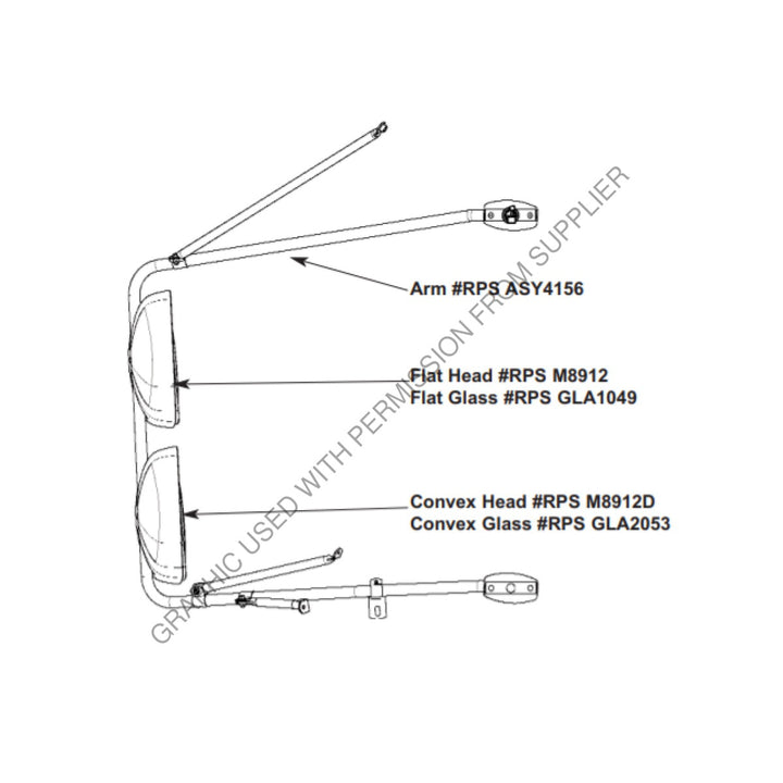 RPS ASY4156 ARM MIRROR RS OPEN VIEW HTD S/S C2