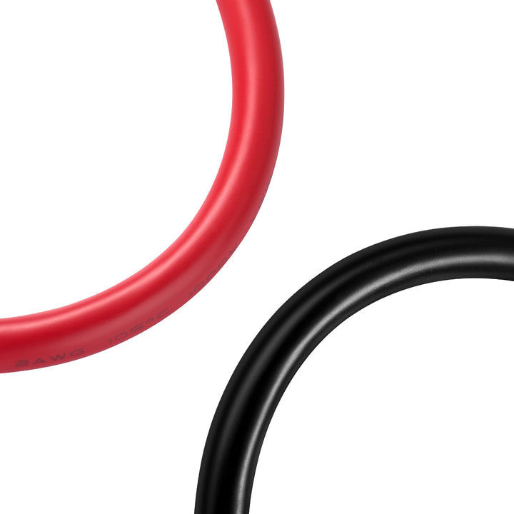RS-2A3F5 2 Gauge 5/16” Battery Cables | Pair of 2AWG Red and Black Pure Copper Inverter Battery Cables with 5/16” Lugs (3 Feet Red & Black (Set))