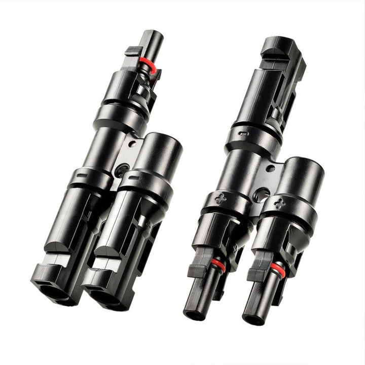 RS-30102T2 10 Gauge Solar Panel Extension Cable with Male and Female Solar Connector Ends (30 Feet Red & Black (Set) + Parallel Connectors)