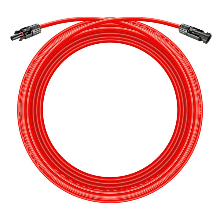 RS-30102 10 Gauge Solar Panel Extension Cable with Male and Female Solar Connector Ends (30 Feet Red & Black (Set))