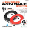 RS-50102T2 10 Gauge Solar Panel Extension Cable with Male and Female Solar Connector Ends (50 Feet Red & Black (Set) + Parallel Connectors)