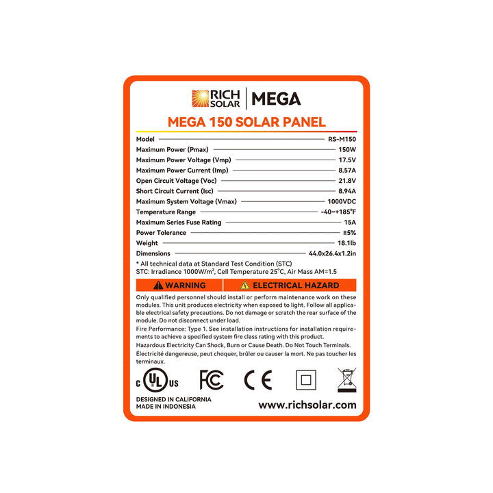 RS-M150 MEGA 150 | 150 Watt Solar Panel