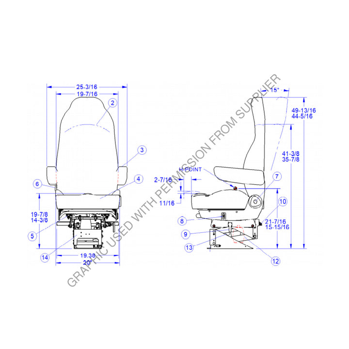 SET 189800FN635 SEAT-HERITAGE SILVER HB 20 15D GRY TUFF