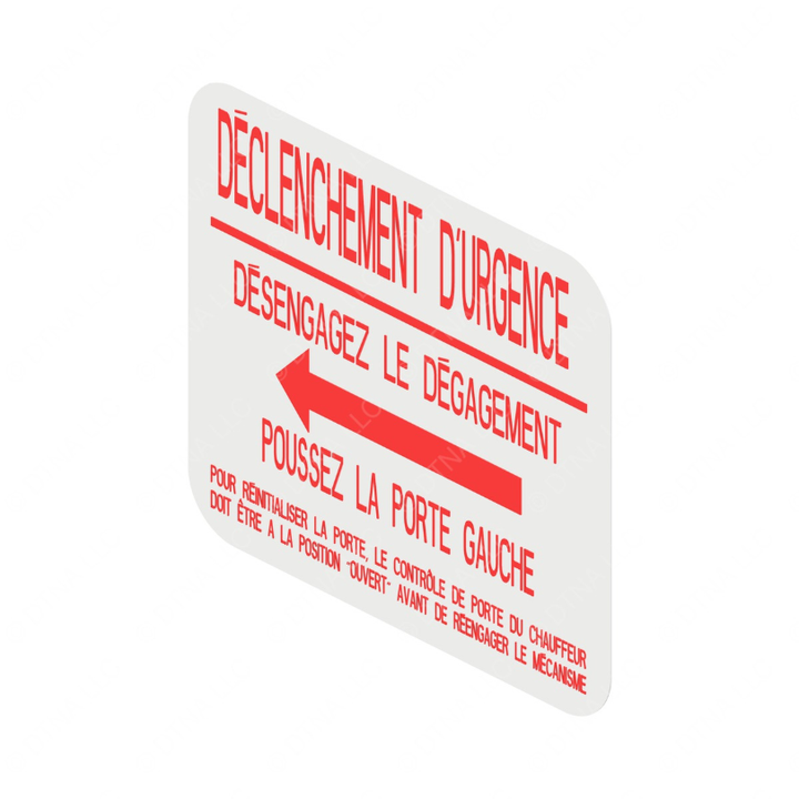 TBB 124949 INSTRUCTION LABEL, EMERGENCY OVERRIDE, F