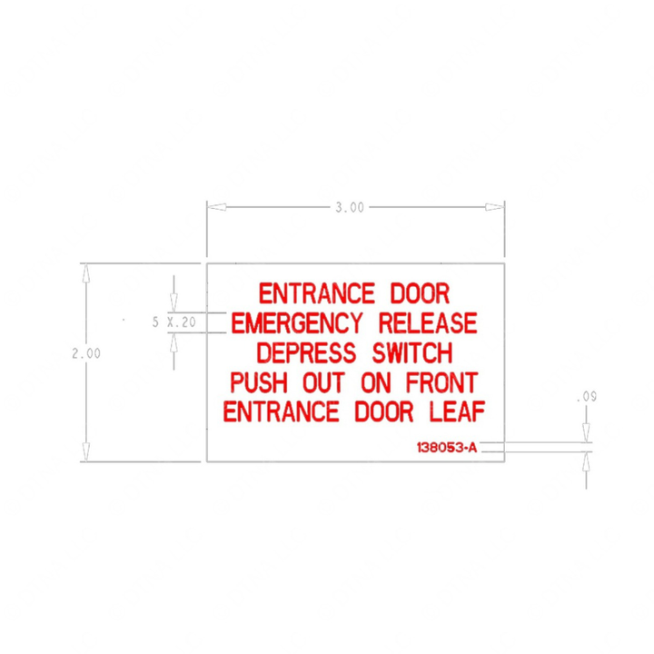 TBB 138053 LABEL EMERGENCY OVERRIDE AIR DOOR