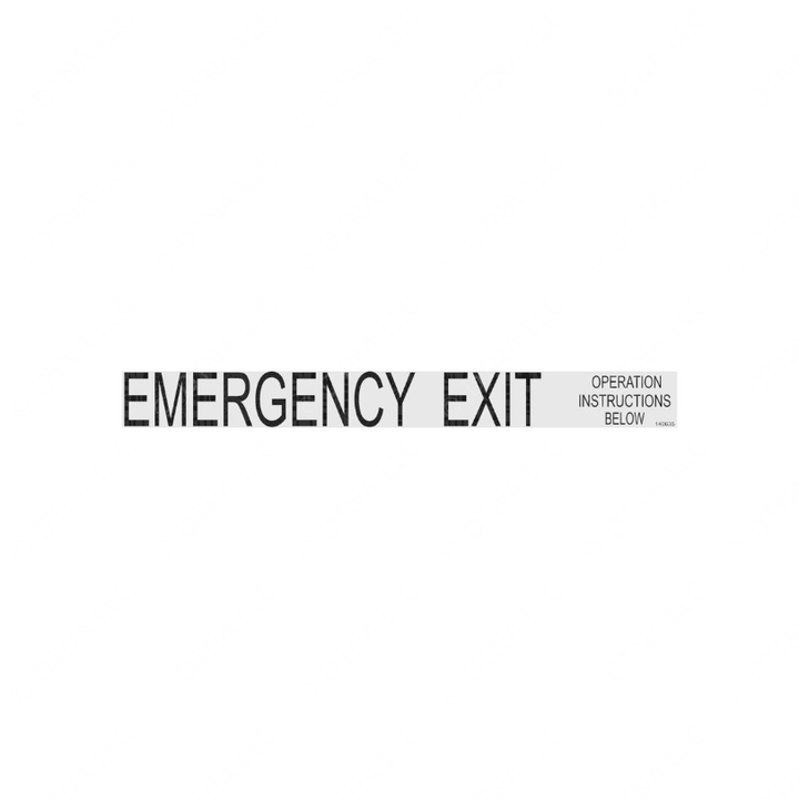 TBB 140635 LBL EM EXIT OIB BLK LET ON CLR BACKGRD
