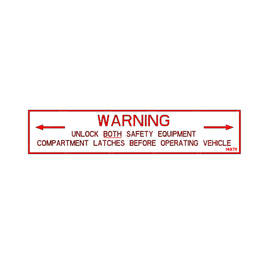 TBB 148711 LABEL, WARNING, UNLOCK BOTH LATCHES