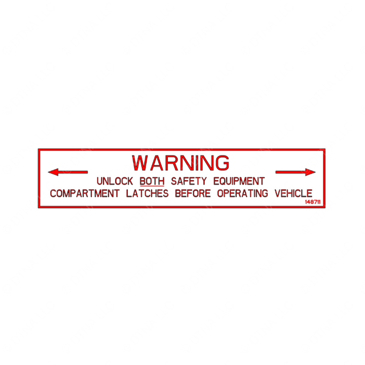 TBB 148711 LABEL, WARNING, UNLOCK BOTH LATCHES