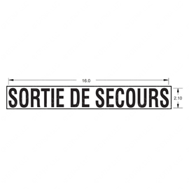 TBB 157942 DECAL, SORTIE DE SECOURS, BLACK